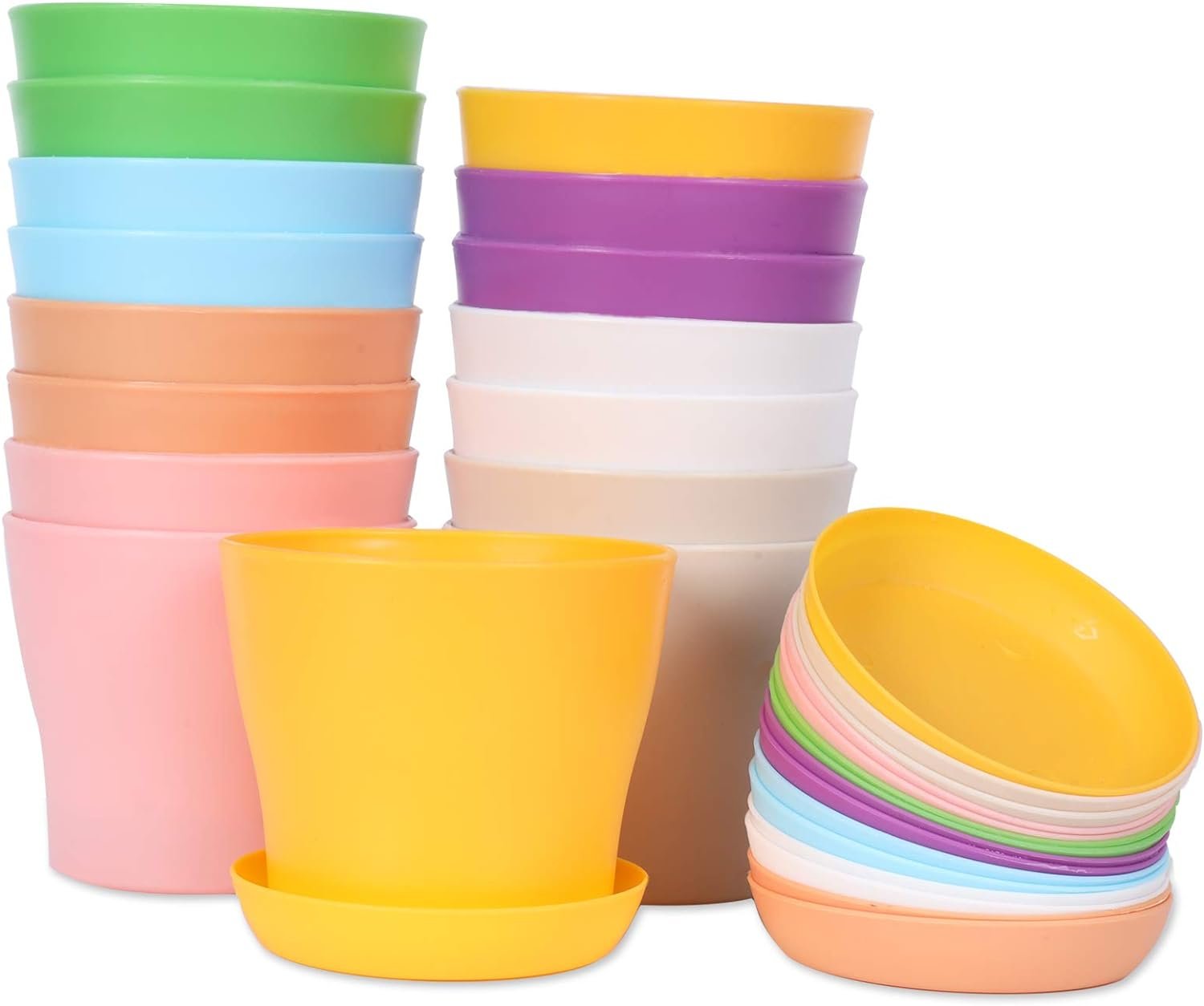 16-Pack 4" Plastic Flower Plant Pots Thickened Seedlings Nursery Pots, Colorful Flower Plant Container Seed Starting Pots with Pallet (8 Colors) - Image 2