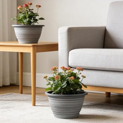 3 Pack 12 Inch Pots for Plants,Plastic Flower Pots Outdoor Indoor | Large Plant Pots with Drainage & Trays,Durable with Drainage,for Home Porch Balcony Garden Decor